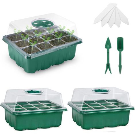 Boîte semis 12 trous – rangement pots fleurs et graines, plaque germination (1/4)
