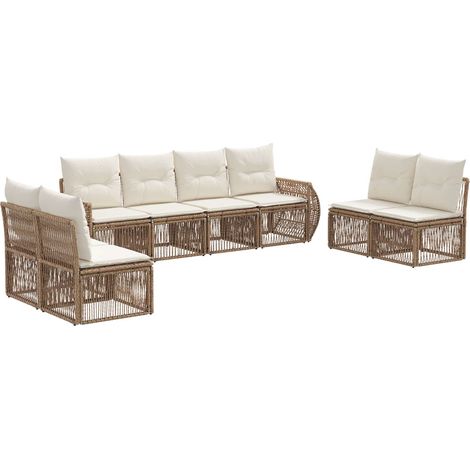 Gartensofa-set 8 pcs Beige und Cremeweiß Poly-Rattan vidaXL