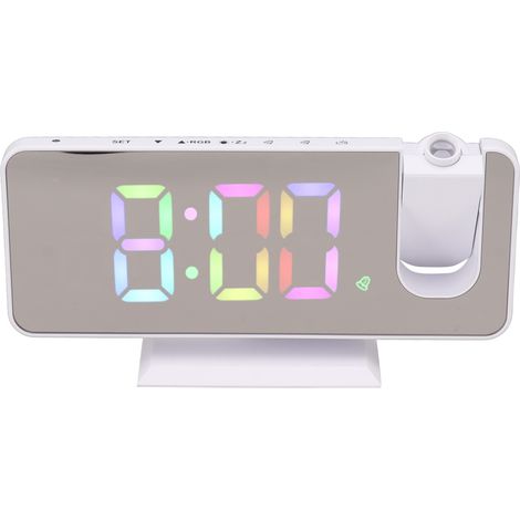 Réveil numérique mural avec grand écran RGB dégradé, projection d'heure et alarme, blanc, pour chambre et maison (1/5)