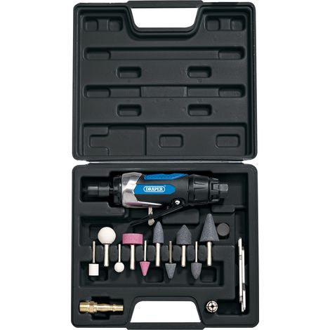 DRAPER AIR DIE GRINDER 15PC 1/4"" POLISHER SANDER KIT IN CASE 83736