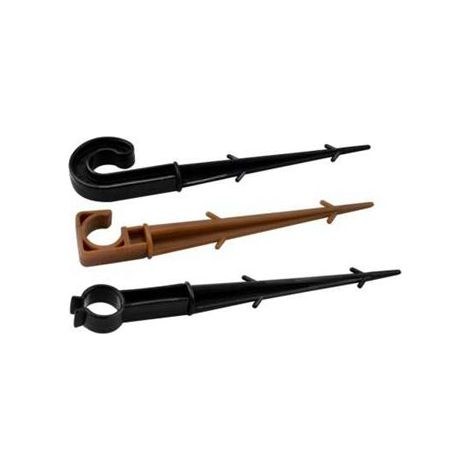 Estaca Guía Mangera Microtubo Bolsa 50 Uds - Estaca Garrote Plano 16mm - 20mm Marrón, ABRISA. (1/5)