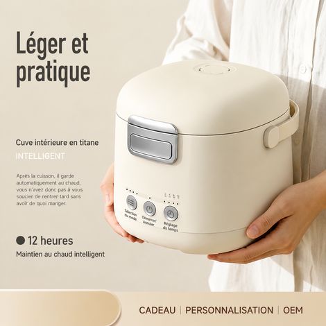 Mini Cuiseur à Riz Électrique 1,2L 200W Blanc Cassé Cuve Alliage Maintien au Chaud 1,7 kg – Livraison gratuite (1/5)