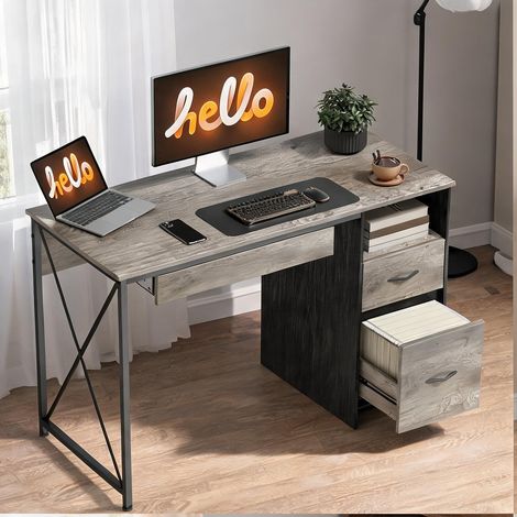 Bureau gris clair en panneau de particules 120 x 50 x 76 cm (1/5)