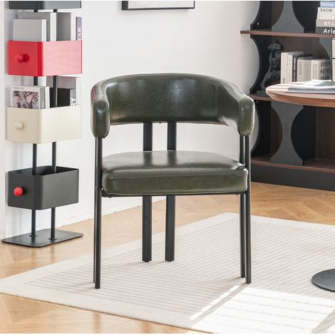 chaise salle manger accoudoirs similicuir vert OKMYHOME (1/5)