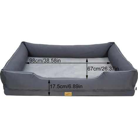 Cuccia per cani, supporto ortopedico, fodera impermeabile, 3XL, grigia. (1/2)