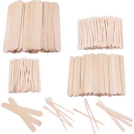 Wooden Spatula for Wax, 300 Pieces Wax Sticks, Wax Spatula, Wooden Spatula Epilation Sticks Wax Applicators Spatula Wax Epilation Spatula for Hair Removal Eyebrow Lip Body, 4 Sizes (1/5)