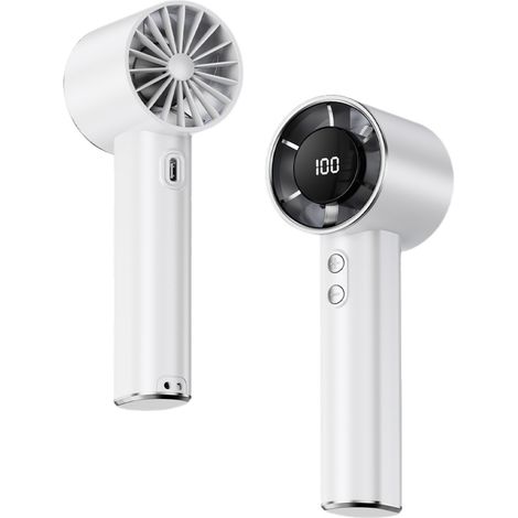 Mini ventilateur portable - Ventilateur de bureau USB compact 1000 mAh, 100 vitesses de ventilation, jusqu'à 3 heures d'autonomie, affichage LED, batterie rechargeable (1/5)