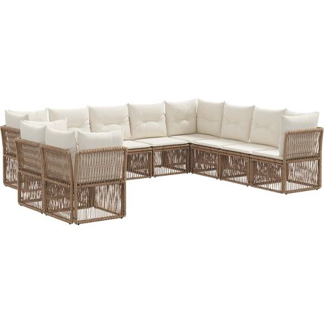 Gartensofa-set 10 pcs Beige Poly-Rattan vidaXL