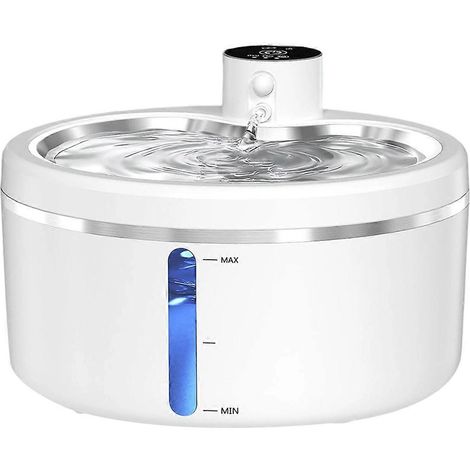 Fontaine à eau sans fil pour chat, distributeur d'eau pour animaux de compagnie de 2,5 L avec filtre à circulation automatique, batterie de 4000 mAh et écran LED. (1/5)