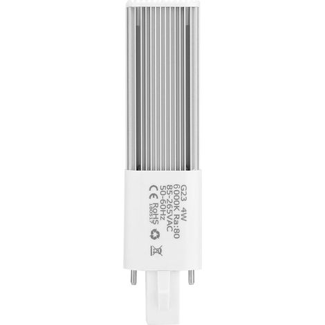 Tube LED G23 / GX23, remplacement CFL de base à 2 broches, ampoules à tube unique PL 4W, encastré horizontal, sans ballast, 85-265V, 3000K / 6000K(G23-Blanc froid) (1/5)