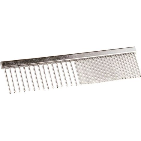 Peigne en métal à dents doubles avec dents moyennes et larges. cm 12x3