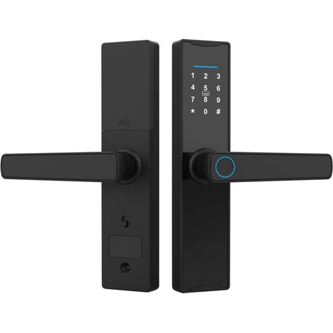 WiFi Smart Lock Porte d'entrée sans clé TY APP/empreinte digitale/mot de passe/carte/clé mécanique 5 méthodes de déverrouillage Écran tactile en alliage d'aluminium pour 38-55 mm d'épaisseur Bu (1/5)