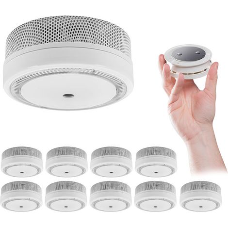 EVACUATE Lot de 10 détecteurs de fumée NF autonomie 10 ans avec supports magnétiques, garantie incluse, idéal pour sécurité domestique fiable et durable. (1/5)
