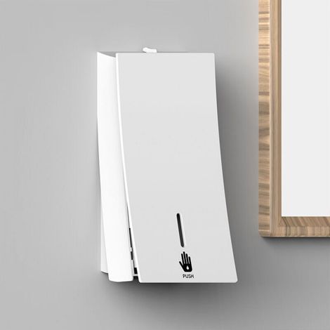 Distributeur de savon moussant pour les mains, grande bouteille murale rechargeable noire pour salle de bain, cuisine, blanc (1/5)