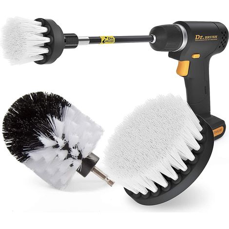 Lot de 4 brosses de nettoyage pour perceuse, avec accessoire long et extensible. Kit de brosses de nettoyage multi-usages pour joints, sols, baignoires, douches et carrelages. (1/5)