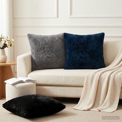 Irovami Lot de 2 housses de coussin, gris clair, velours, 50x50 cm (1/5)