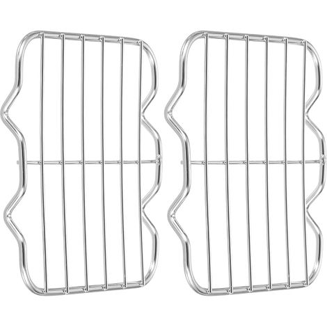 2Pcs Rectangle Rack, 4.8" x 4.5" Stainless Steel Biscuit Rack Cross Wire Barbecue Rack for Baking, Roasting, Grilling, Drying, Oven, Silver (1/5)