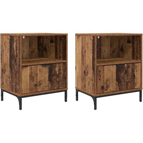 Armario de Noche 2 uds. Madera vieja 49 x 36 x 61 cm vidaXL (1/5)
