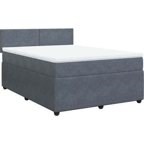 Maison Exclusive - Giroletto a Molle con Materasso Grigio Scuro 160x200 cm Velluto (1/5)
