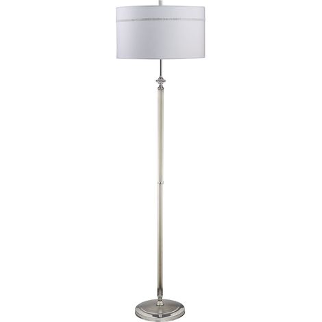 Lampada da terra Jupiter Julia II cromo paralume grigio