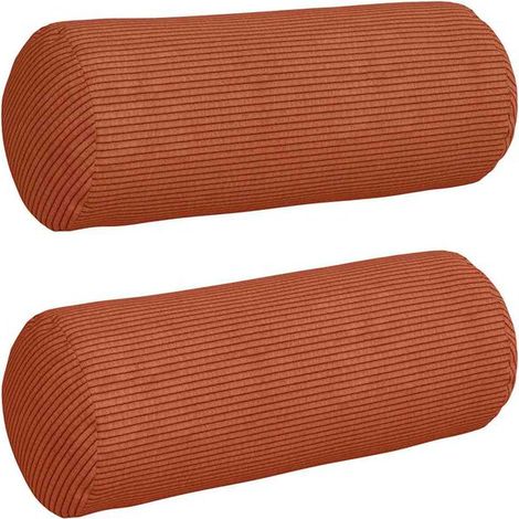 Coussins décoratifs, 2 pièces, rouge et orange, 15 cm de diamètre, 40 cm de hauteur. (1/5)