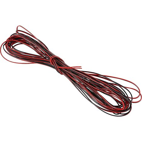 Câble d'alimentation et de mise à la terre en cuivre multibrins de calibre 22, 15 m, rouge et noir, pour voiture (1/4)