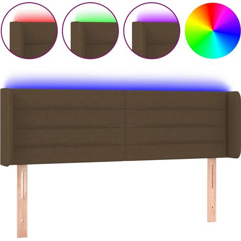 Maison Exclusive - Cabecero con LED de tela marrón oscuro 147x16x (1/5)