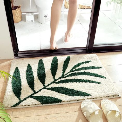 LAN Tapis de toilette antidérapant, microfibre absorbant sécurité toilette tapis lavable à la machine toilette, cuisine, Chambre, tapis d'animaux (forêt, 45 x 65 cm) (1/5)