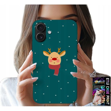 Custodia per iPhone 16 - renne su sfondo verde con motivi natalizi (1/5)