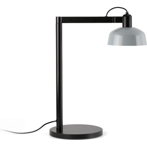 Faro Tatawin Lampe de bureau noire, bleu gris brillant, 1 x E27