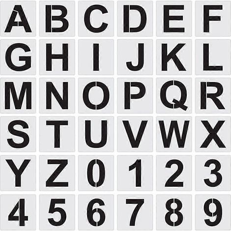 36 pochoirs réutilisables pour l'alphabet et les chiffres-10.1X10.1X0.1CM-White