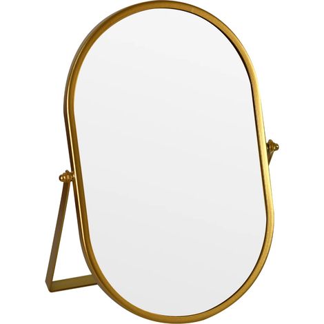 Miroir de courtoisie ovale avec support, cadre en métal (doré, 18 x 27,9 cm) (1/5)
