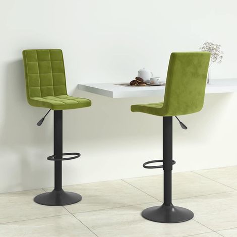 vidaXL Tabourets de bar lot de 2 vert clair velours (1/5)