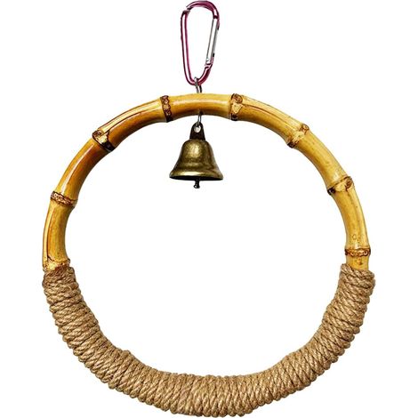 Bamboo Bird Swing, Hemp Rope Swing, Cage Hanging Décor, Bird Perches for Small Bird Parrotlets, Parakeets, Cockatiels, Lovebirds (1/5)