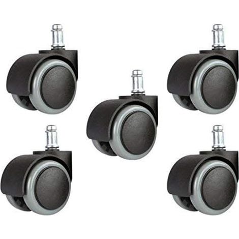 Roue de Rechange Universelle   5 Pièces pour Chaises de Bureau, 5.1 cm, Taille Standard, Noir et Gris (1/5)