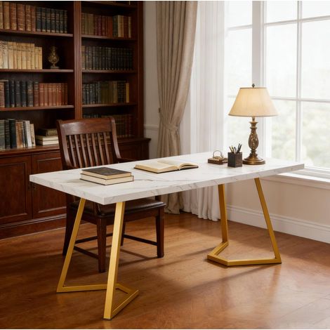 Scrivania ufficio moderna in legno e metallo OKMYHOME (1/5)