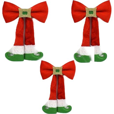 3 fiocchi rossi con gambe giullare di corte palline puntale per albero di natale addobbi decorazioni natalizie cm 30x20 (1/5)