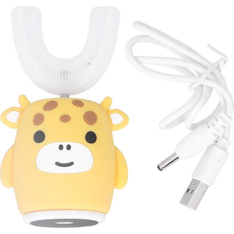 Brosse à dents électrique enfant jaune en forme de U pour nettoyage dentaire, soin bucco-dentaire des enfants, modèle intelligent cartoon (1/5)