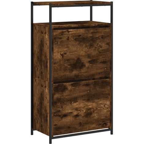 Zapatero mueble para entrada pasillo y salón 60 x 34 x 112 cm madera de ingeniería marrón 020021571 (1/5)