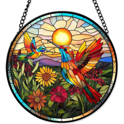 Attrape-soleil en vitrail 15 cm à suspendre – Décoration fenêtre, porte ou mur, idée cadeau Noël, anniversaire femme homme (1/4)
