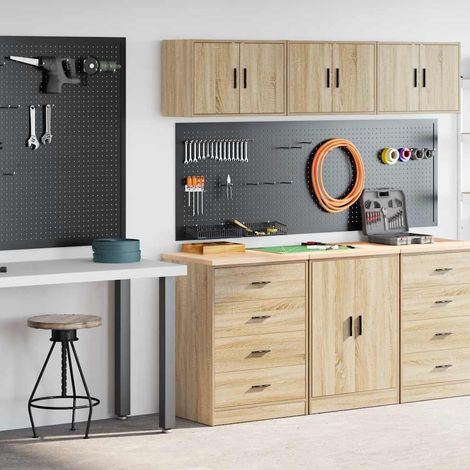 Armoires de garage 2 pcs-Meuble de rangement chêne sonoma bois d'ingénierie 474016 (1/5)