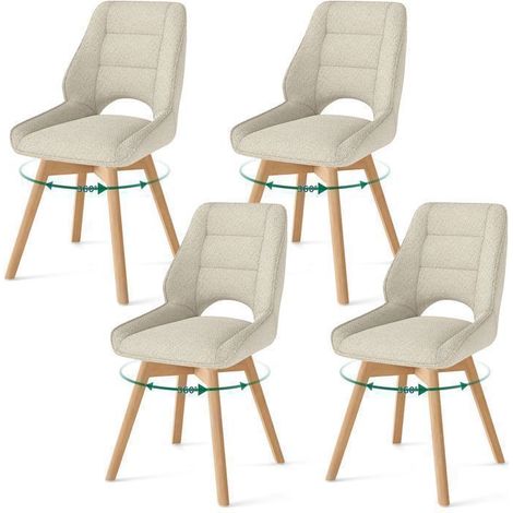 WAFTING Lot de 4 Chaises de Salle à Manger Pivotante, Chaise de Cuisine Scandinave, Pieds en bois massif, Kaki (1/5)
