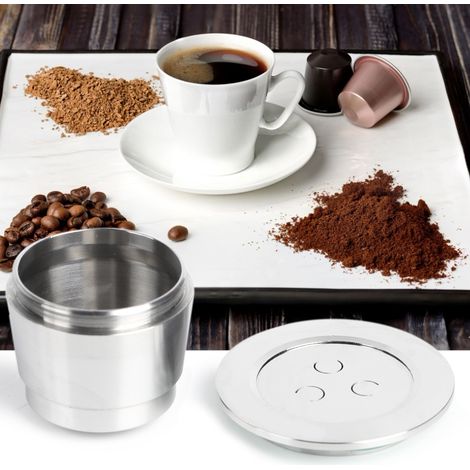 Compatible avec les capsules de café Nespresso, remplissage réutilisable en acier inoxydable, finition brillante. (1/5)