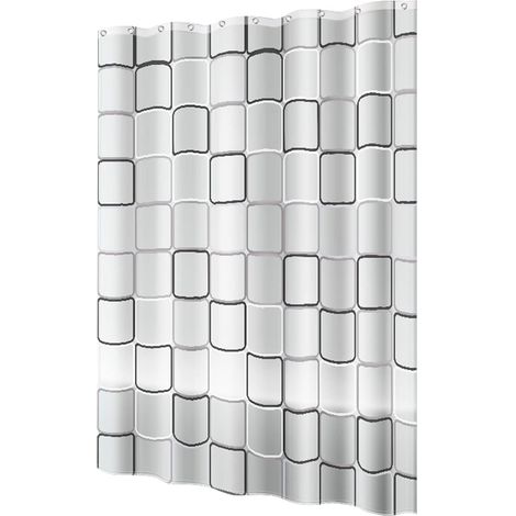 Rideau de Douche, Ensemble de Rideaux de Douche Lavable, Rideaux de Douche PEVA Salle de Bain avec Crochets de Rideau de Douche pour Baignoire et Cabine de Douche (Grand carré) (1/5)