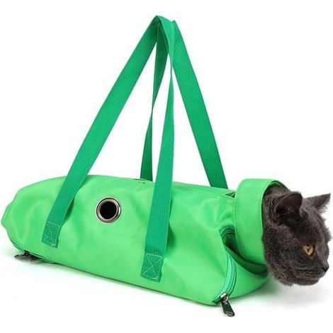 Katzenpflegetasche mit Kratzschutz und Krallenschneideöffnung – Grün – Größe L