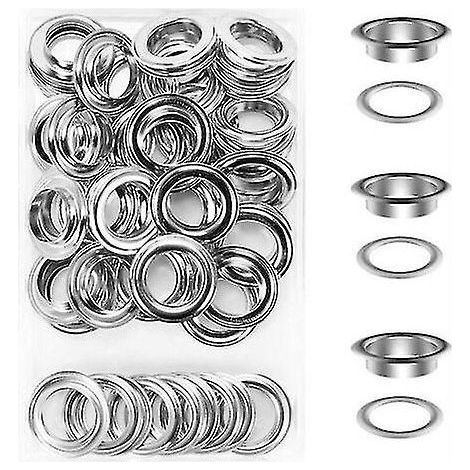 Kit de 50 œillets de 20 mm pour la réparation de bâches et tentes en toile (argenté). (1/5)