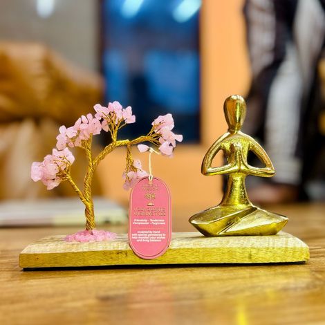 JardÃ­n de Yoga con Piedras Preciosas - Postura Namaste - Ãrbol Inclinado de Cuarzo Rosa - 100 piedrecitas