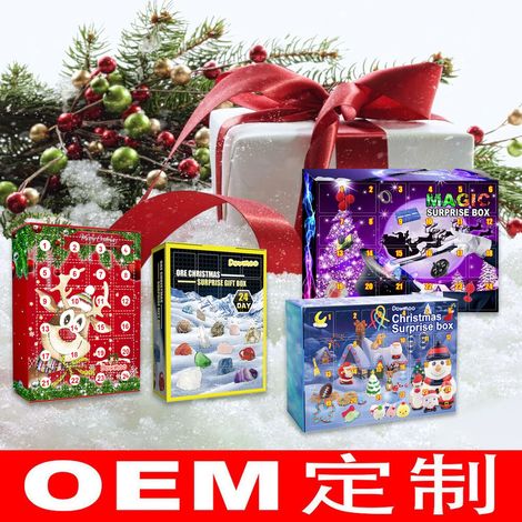 Christmas Countdown 24 Days Blind Box Christmas Train Theme Toy, Christmas Gift Surprise Gift - 24-Compartment Mineral Gift Box Set -- BIEMMEDUE (1/5)