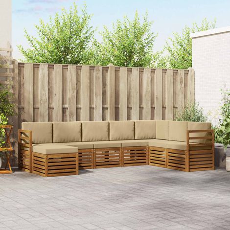 vidaXL Outdoor-Sofagarnitur 8 pcs Natur und Beige Massivholz Akazie (1/5)