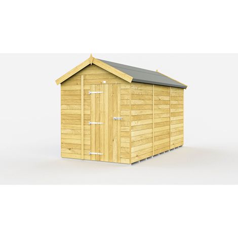 7 x 11 Feet Apex Shed - Single Door Without Windows - Wood - L329 x W214 x H217 cm